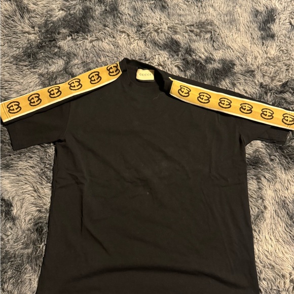 Gucci Black Tee with Gold Logo Detail - Picture 1 of 3